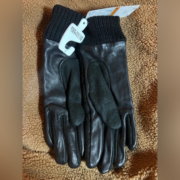 NWT MICHAEL KORS QUILTED LOGO DRIVING GLOVES WITH LEATHER TRIM BLACK - Picture 4 of 5